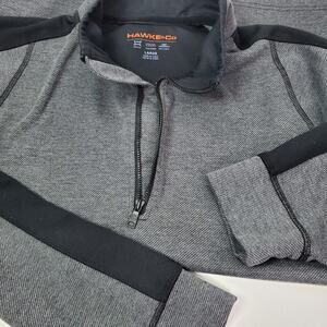Men's Hawke & Co Size Pullover Sweater 1/4 Zip Pro Flex Dark Grey Large